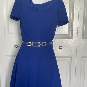 Tahari Shortsleeved Belted Dress